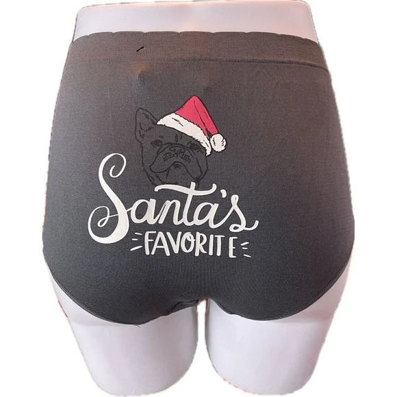 Torrid +2 Gray Santa's Favorite Dog Graphic Scallop Waistband Hipster Panties - Picture 4 of 6